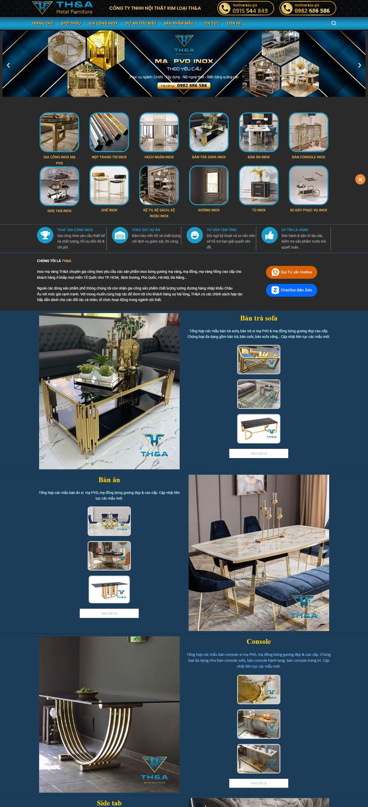 Giao diện website inoxtha.com