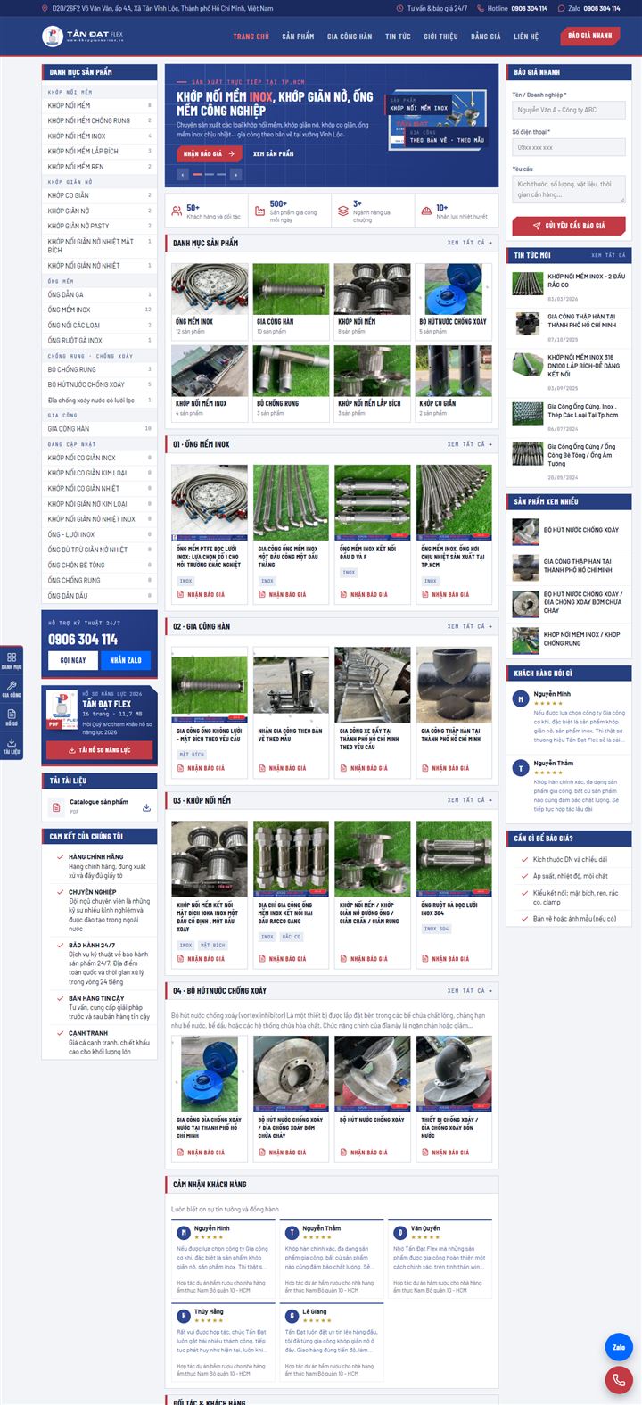 Giao diện website khopgiannoinox.vn