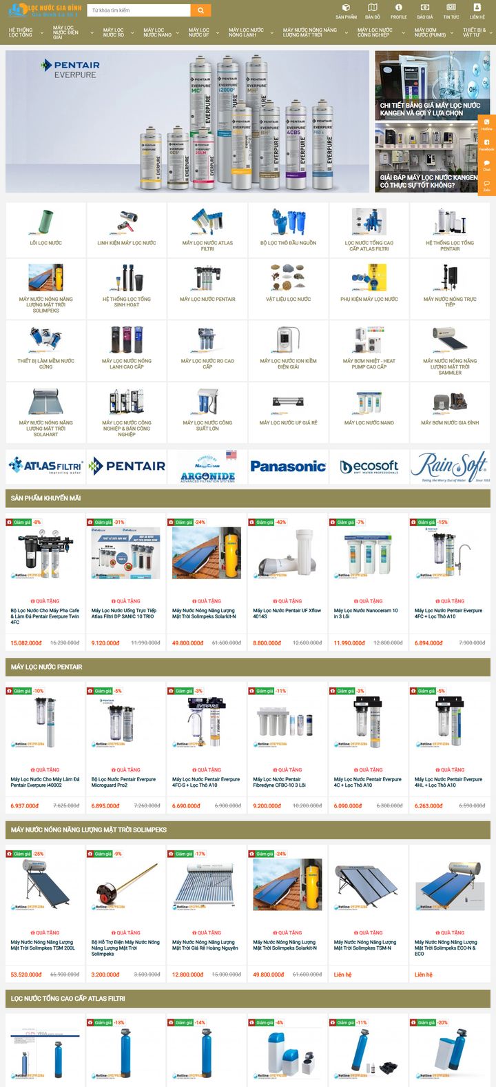 Giao diện website locnuocgiadinh.com.vn