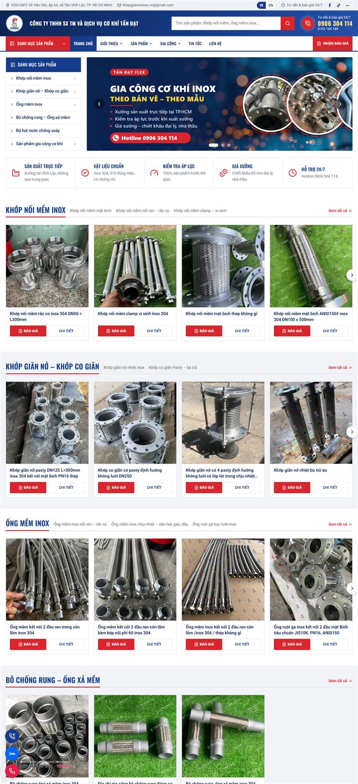 Giao diện website tandatflex.com